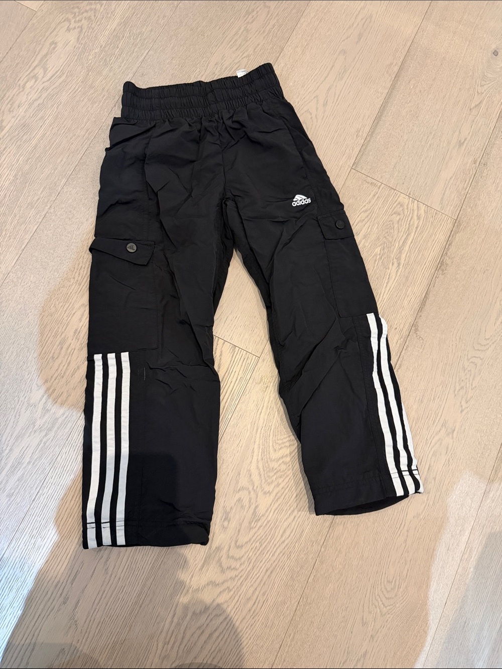 adidas Black Jogger Cargo Pants with White Stripes
